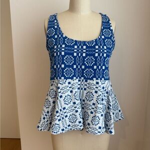 Ace & Jig! Blue and White Patterned Women's Top